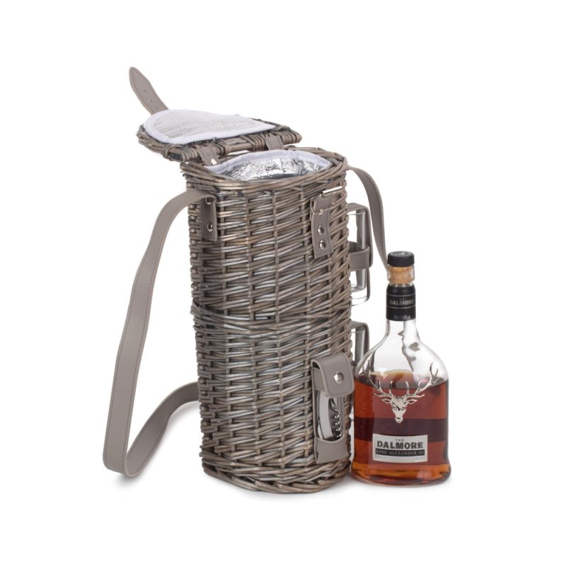 Single Bottle and 2 Cartridge Glass Carrier With Shoulder Strap - Drinks Baskets - British D'sire