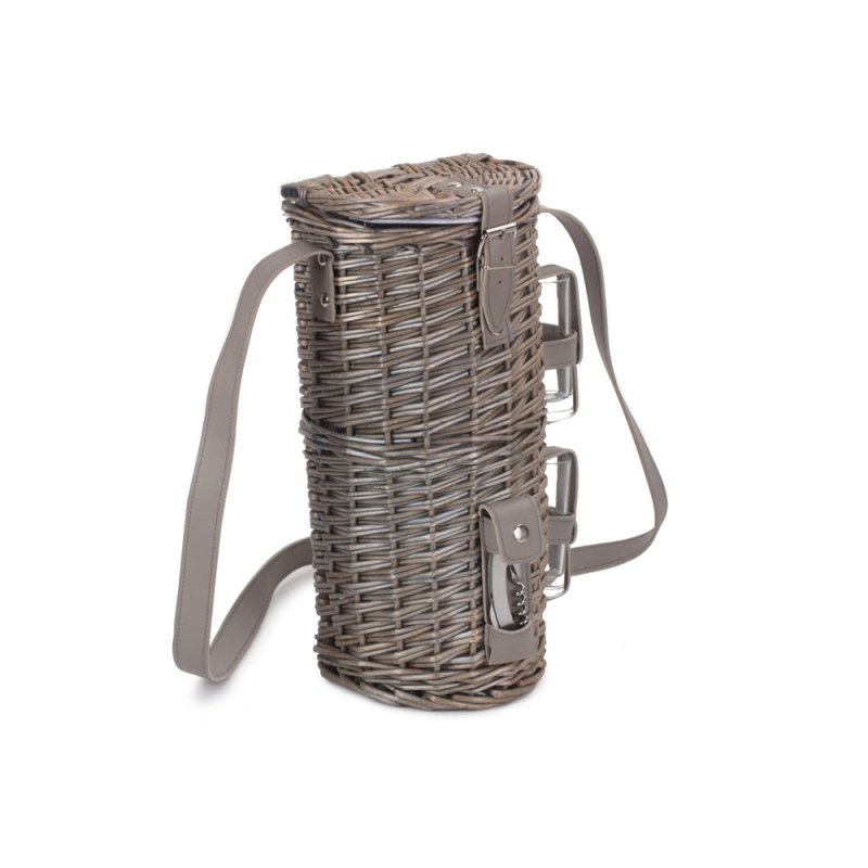 Single Bottle and 2 Cartridge Glass Carrier With Shoulder Strap - Drinks Baskets - British D'sire