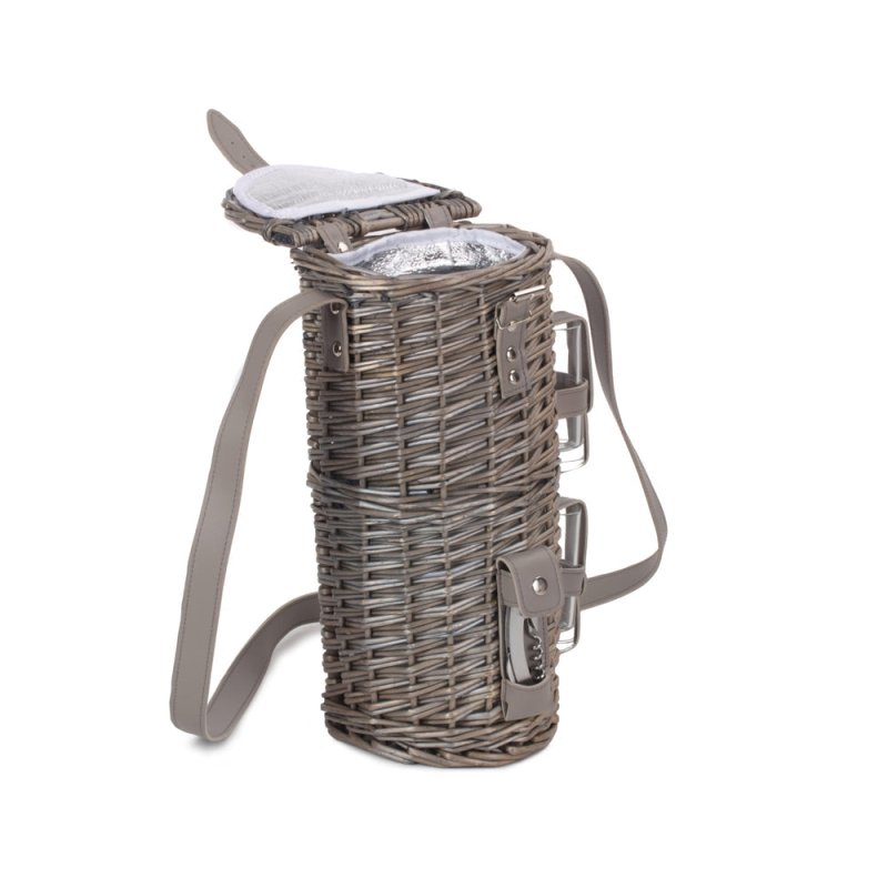 Single Bottle and 2 Cartridge Glass Carrier With Shoulder Strap - Drinks Baskets - British D'sire
