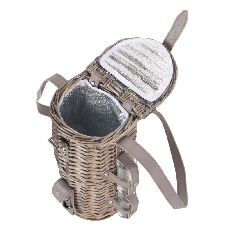 Single Bottle and 2 Cartridge Glass Carrier With Shoulder Strap - Drinks Baskets - British D'sire