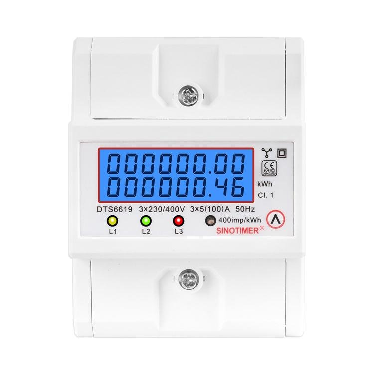 SINOTIMER DTS6619 - 046 100A 380V AC 3 - phase 4 Wire Energy Meter Temporary Power Can Be Reset Din Rail Mounted - British D'sire Main image