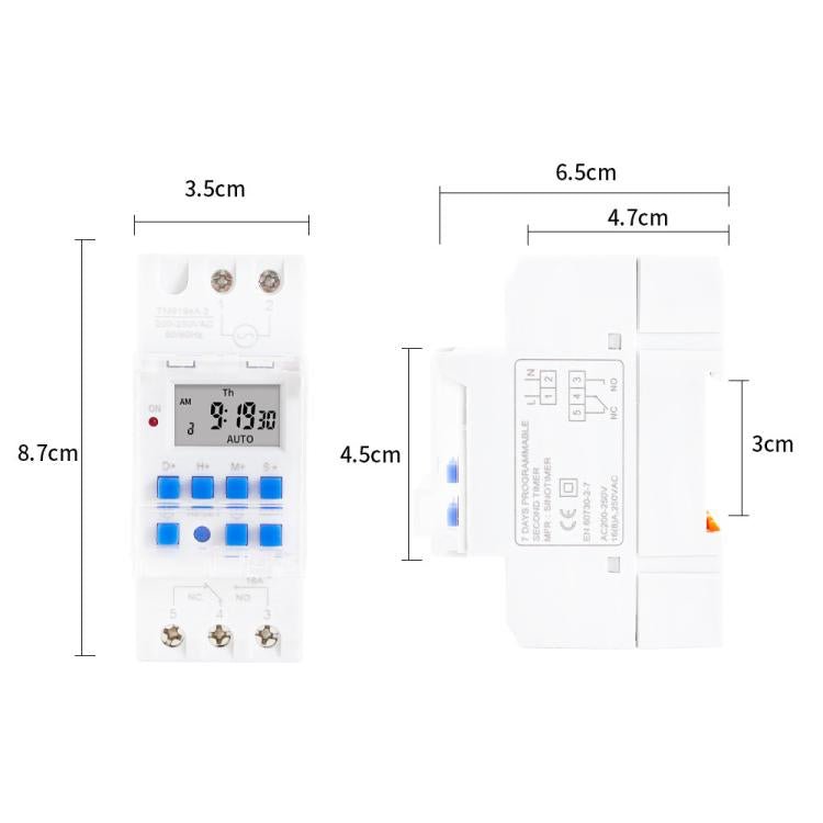 SINOTIMER TM919sA - 2 220VAC 16A 1 Second Interval Programmable Digital Timer Switch 7 Days Auto ON OFF Din Rail Mounted - British D'sire