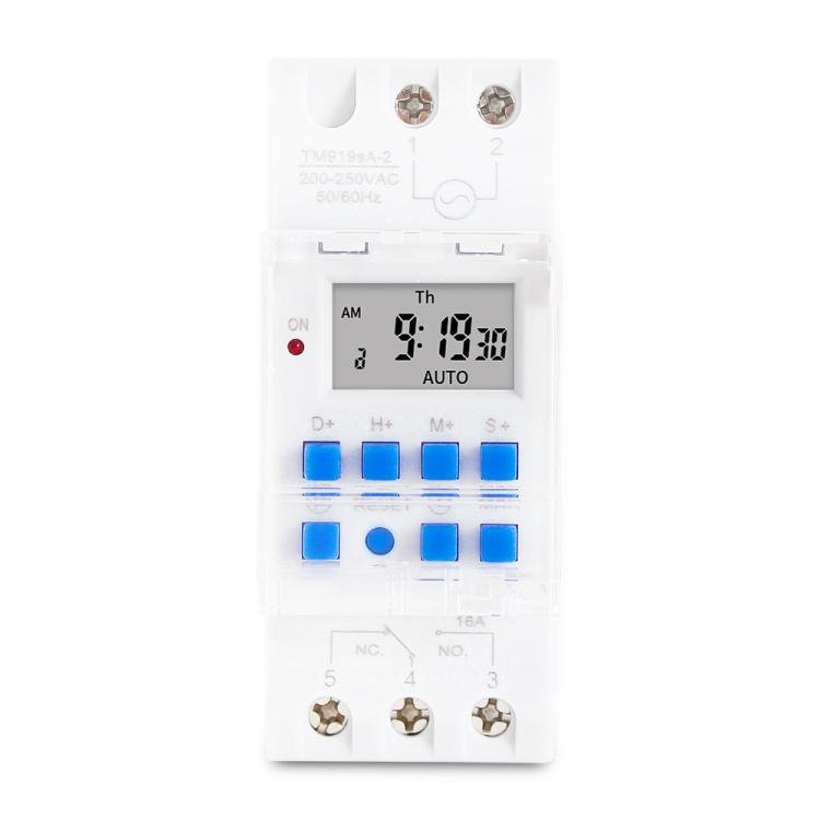 SINOTIMER TM919sA - 2 220VAC 16A 1 Second Interval Programmable Digital Timer Switch 7 Days Auto ON OFF Din Rail Mounted - British D'sire Main image
