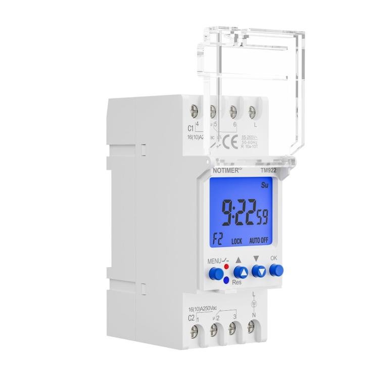SINOTIMER TM922 - K 85 - 265V 16A 2 - Way Dual - Channel Second Control 7 - Day Timing Switch Module DIN Mounted Timer - British D'sire
