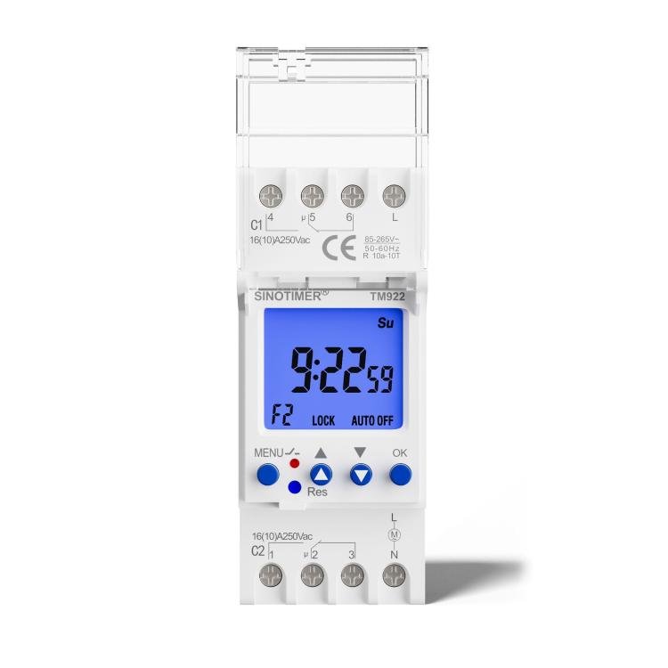 SINOTIMER TM922-K 85-265V 16A 2-Way Dual-Channel Second Control 7-Day Timing Switch Module DIN Mounted Timer Secondary image