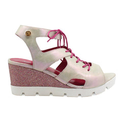 Sissors - White Iridescent wedge sandal - Sandals - British D'sire