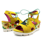 Sissors - Yellow wedge sandal - Sandals - British D'sire