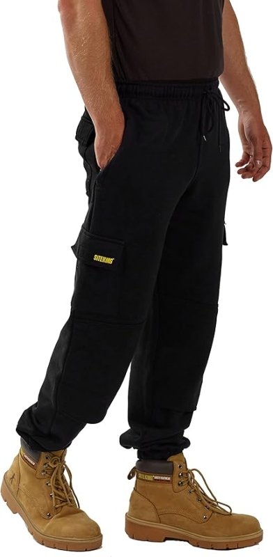 SITE KING Mens Cargo Combat Work Tracksuit Jogging Bottoms with Knee Pad Pockets Fleece Pants Secondary image