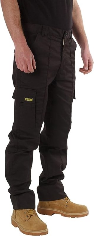 SITE KING Mens Cargo Combat Work Trousers Sizes 28 to 56 with Button & Zip Fly - Trousers - British D'sire Main image
