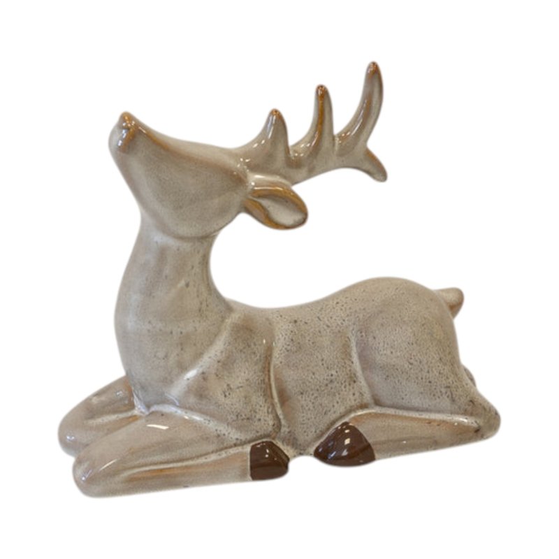 Sitting Fawn Brown Reindeer Ornament - Figurines - British D'sire