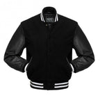 SJI Men's Varsity Letterman Bomber Baseball jacket Genuine Leather-Sleeve Premium Quality With White Strip - Varsity Jacket Letterman Baseball Jacket - British D'sire