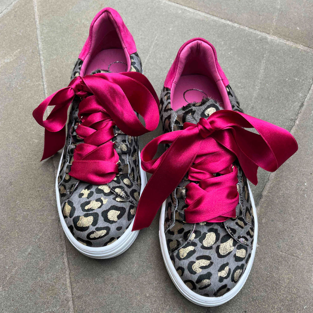 Skate Denim leopard gold cowhide sneaker - Chanii B
