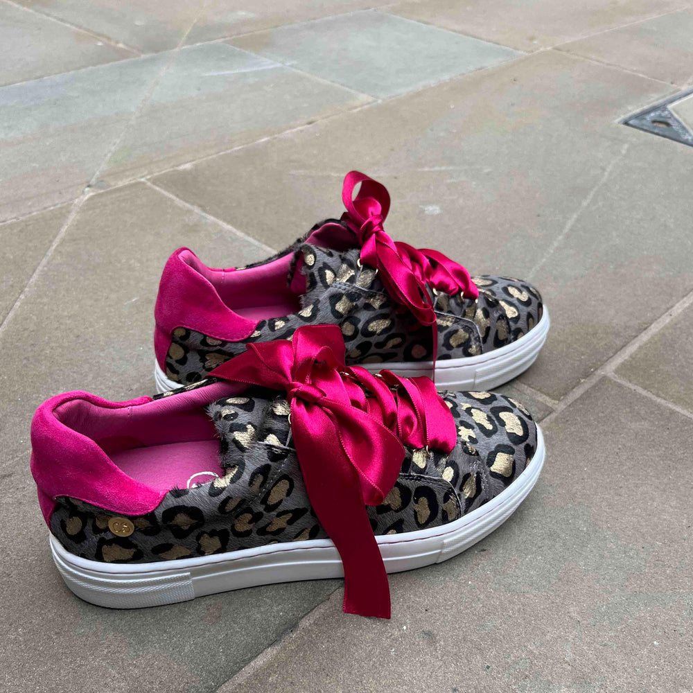 Skate Denim leopard gold cowhide sneaker - Chanii B