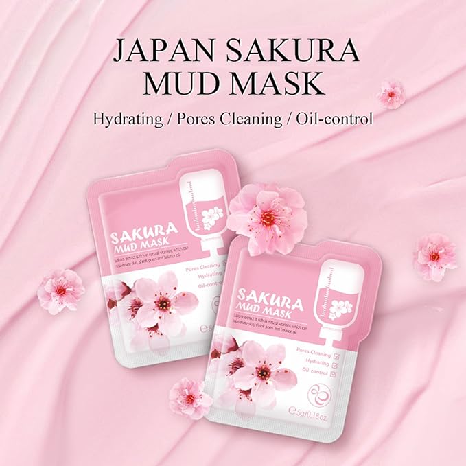 Skin Care For Teenage Girls,Cherry Blossom Skincare Sets Teen Skincare Set, Pamper Sets For Women Gifts,Skin Care Sets & Kits Face Serum,Face Cream,Sleep Mask,Eye Mask,Mud Mask,Lip Mask (SetA) Secondary image