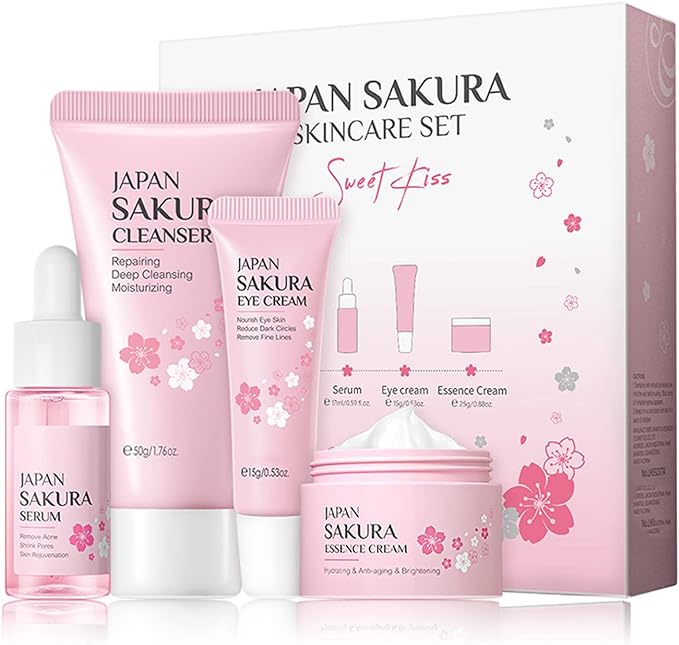 Skincare Set Skin Care for Teenage Girls, Skin Care Sets & Kits,Glowing Beauty Skincare Kit, Teenage Skincare Set Products to Cleanse Natural Sakura Blossom Skincare - British D'sire Main image