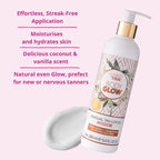 Skinny Tan Body Glow Moisturising Gradual Tan Lotion - Fake Tan Moisturiser, Cruelty-Free, Paraben Free & Vegan Tanning Moisturiser, Body Lotion with Coconut & Vanilla Aroma, 280ml - British D'sire