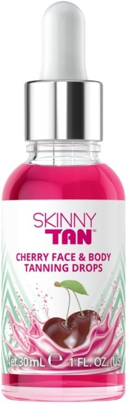 Skinny Tan Cherry Face Tanning Drops - Face & Body Drops, Cherry Extract, Aloe Vera, Vitamin E, Enhance Your Complexion, Transform Skincare Into Gradual, Vegan & Cruelty Free Skincare, 30ml - British D'sire Main image