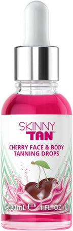 Skinny Tan Cherry Face Tanning Drops - Face & Body Drops, Cherry Extract, Aloe Vera, Vitamin E, Enhance Your Complexion, Transform Skincare Into Gradual, Vegan & Cruelty Free Skincare, 30ml - British D'sire