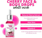 Skinny Tan Cherry Face Tanning Drops - Face & Body Drops, Cherry Extract, Aloe Vera, Vitamin E, Enhance Your Complexion, Transform Skincare Into Gradual, Vegan & Cruelty Free Skincare, 30ml - British D'sire