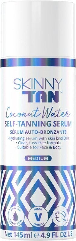 Skinny Tan Coconut Water Serum - Streak Free Fake Tan Serum for Natural Glow with Youth Boosting Q10 & Vitamin E, Vegan & Cruelty Free Skincare - 145ml - British D'sire