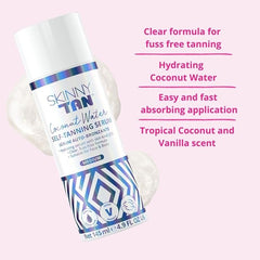 Skinny Tan Coconut Water Serum - Streak Free Fake Tan Serum for Natural Glow with Youth Boosting Q10 & Vitamin E, Vegan & Cruelty Free Skincare - 145ml - British D'sire