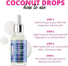 Skinny Tan Coconut Water Serum Tanning Drops - Fake Tan Face Serum with Youth Boosting Q10 & VItamin E for Natural Glow, Vegan & Cruelty Free Skincare - 30ml - British D'sire