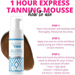 Skinny Tan Express Mousse - 1 Hour Express Fake Tan with Hydrating Coconut Water for Skincare, Streak Free Instant Self Tan, Vegan & Cruelty Free - 150ml - British D'sire