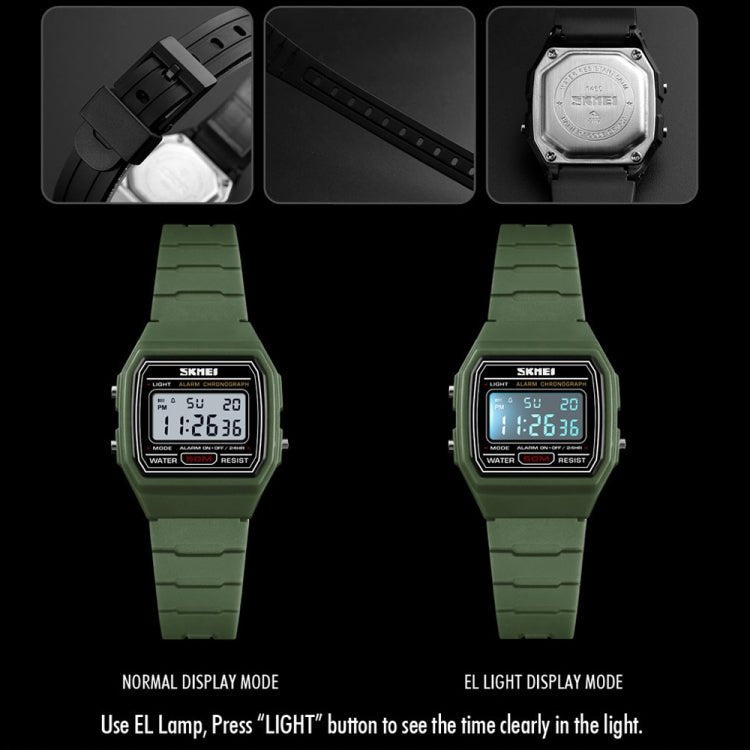 SKMEI 1460 Children Luminous Multifunctional Waterproof Thin Sports Watch(Army Green) - British D'sire