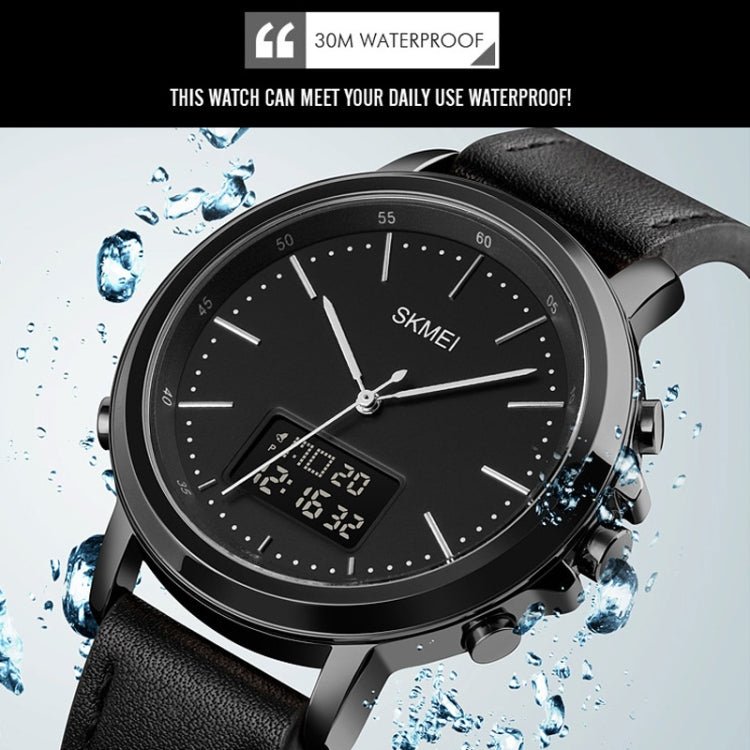 SKMEI 1652 Dual Movement Sports Leather Alloy Male Watch, Color: Silver Shell White Machine - British D'sire