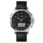 SKMEI 1652 Dual Movement Sports Leather Alloy Male Watch, Color: Silver Shell White Machine - British D'sire