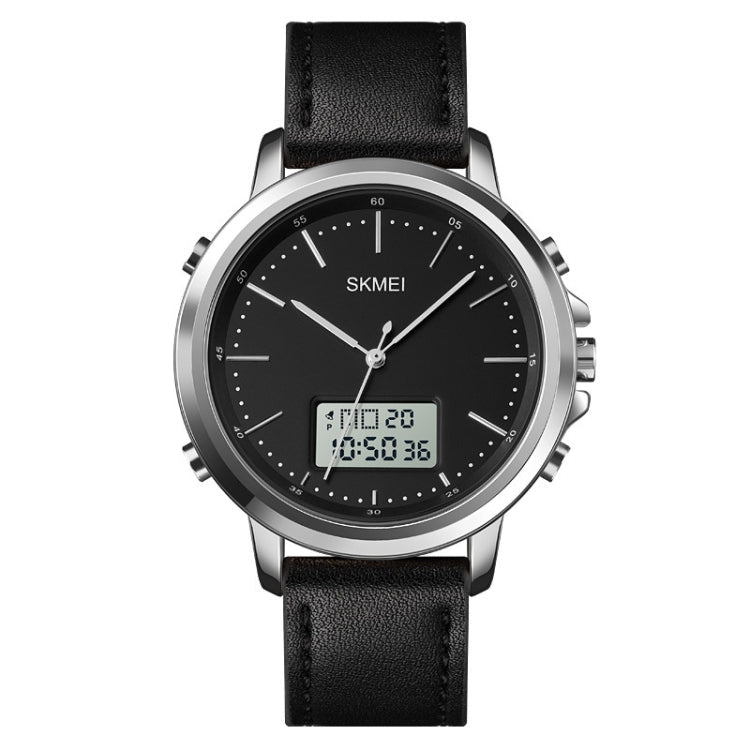 SKMEI 1652 Dual Movement Sports Leather Alloy Male Watch, Color: Silver Shell White Machine - British D'sire