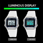 SKMEI 1698 50m Waterproof Multifunctional Sports Square Pin Buckle Luminous Digital Watch(Black White) - British D'sire