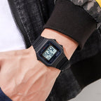 SKMEI 1698 50m Waterproof Multifunctional Sports Square Pin Buckle Luminous Digital Watch(Black White) - British D'sire