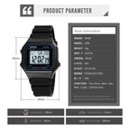 SKMEI 1698 50m Waterproof Multifunctional Sports Square Pin Buckle Luminous Digital Watch(Black White) - British D'sire