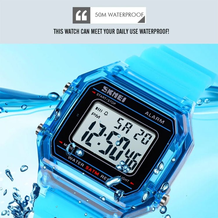 SKMEI 1698 50m Waterproof Multifunctional Sports Square Pin Buckle Luminous Digital Watch(Black White) - British D'sire