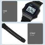 SKMEI 1698 50m Waterproof Multifunctional Sports Square Pin Buckle Luminous Digital Watch(Black White) - British D'sire