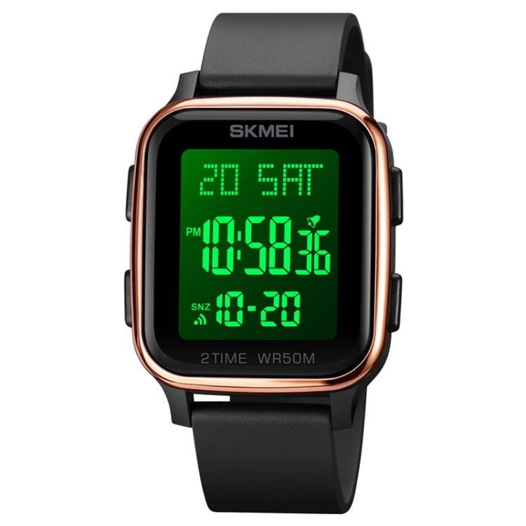 SKMEI 1858 Square Waterproof Digital Dual Display LED Luminous Watch(Rose Gold) - British D'sire Main image