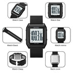 SKMEI 1866 Square Large Screen Men Steel Belt Multi-function Night Light Alarm Clock Watch(Gold White Machine) - British D'sire