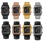 SKMEI 1868 Square Double Display Waterproof Men Watch, Style: Steel Belt (Gold) - British D'sire
