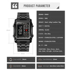SKMEI 1868 Square Double Display Waterproof Men Watch, Style: Steel Belt (Gold) - British D'sire