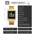 SKMEI 1879 Square Large Screen Men Steel Belt Multi-function EL Luminous Watch, Color: Gold - British D'sire