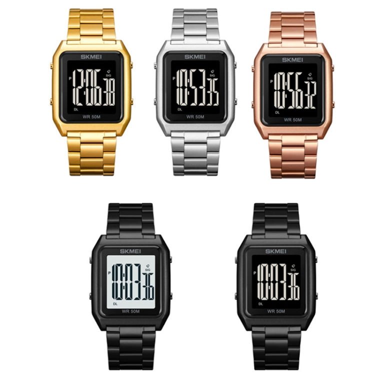 SKMEI 1879 Square Large Screen Men Steel Belt Multi-function EL Luminous Watch, Color: Gold Secondary image