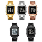 SKMEI 1879 Square Large Screen Men Steel Belt Multi-function EL Luminous Watch, Color: Gold - British D'sire