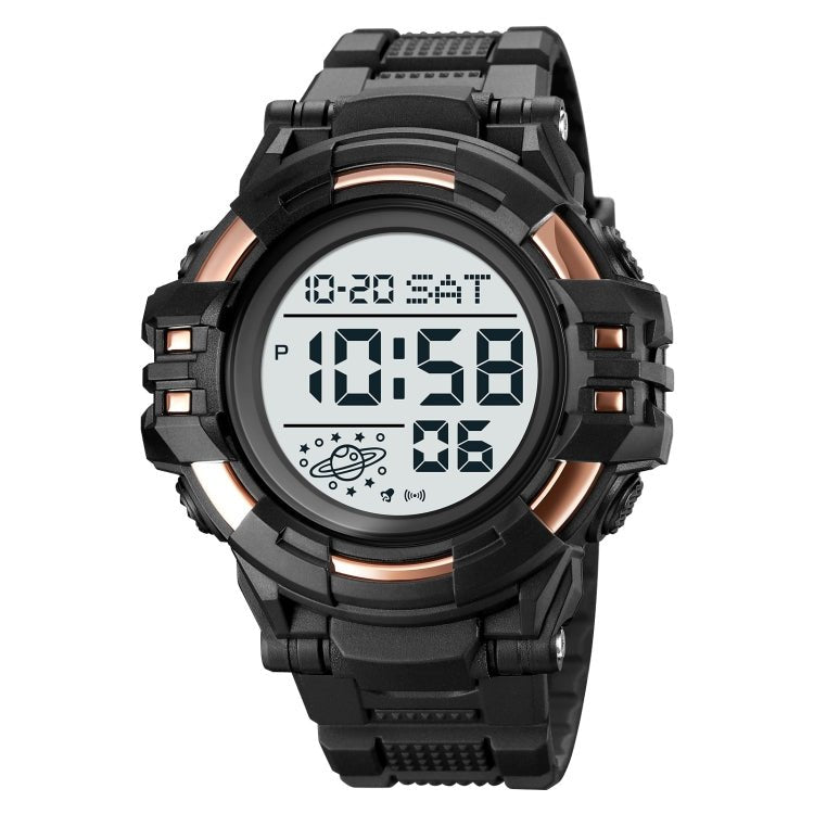 SKMEI 2003 Multifunctional Back Light Sports Watch Mens Countdown Date Alarm Clock Watch(Rose Gold White Machine) - British D'sire Main image