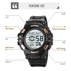 SKMEI 2003 Multifunctional Back Light Sports Watch Mens Countdown Date Alarm Clock Watch(Rose Gold White Machine) - British D'sire
