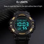 SKMEI 2003 Multifunctional Back Light Sports Watch Mens Countdown Date Alarm Clock Watch(Silver White Machine) - British D'sire