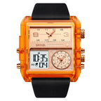 SKMEI 2020 Square Large Dial Triple Movement Men Sports Watch(Amber) - British D'sire