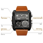 SKMEI 2020 Square Large Dial Triple Movement Men Sports Watch(Amber) - British D'sire