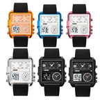 SKMEI 2021 Square Large Dial Triple Movement Men Sports Watch(Transparent Pink) - British D'sire