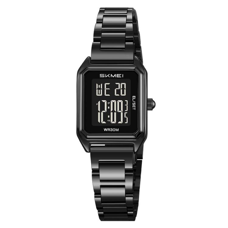 SKMEI 2493 Small Women Electronic Watch Square Steel Strap Watch, Style: Black Case Black - British D'sire Main image